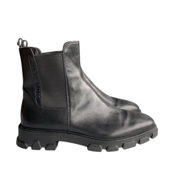 Michael Kors Women’s 9.5M Black Leather Ridley Pull-On Chelsea Ankle Booties - Picture 1 of 16